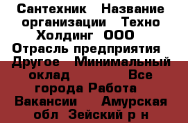 Сантехник › Название организации ­ Техно-Холдинг, ООО › Отрасль предприятия ­ Другое › Минимальный оклад ­ 40 000 - Все города Работа » Вакансии   . Амурская обл.,Зейский р-н